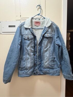 Light Wash Sherpa-Lined Brooklyn Cloth Denim Jacket